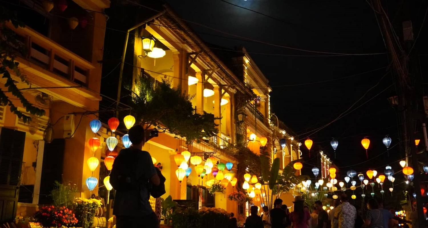 Hoi An Ancient Town lit by lanterns on the 11 Days Discovery Vietnam tour
