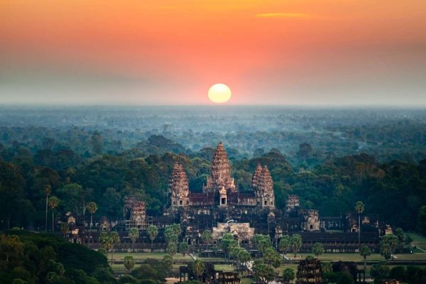 Sunrise over Angkor Wat during the 17-Day Cambodia Highlights Tour, capturing Cambodia's ancient beauty