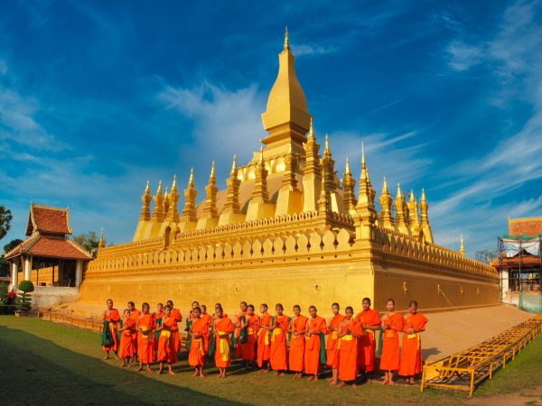 Exploring Pha That Luang during the 4 Days 3 Night Glimpse of Laos tour in Vientiane