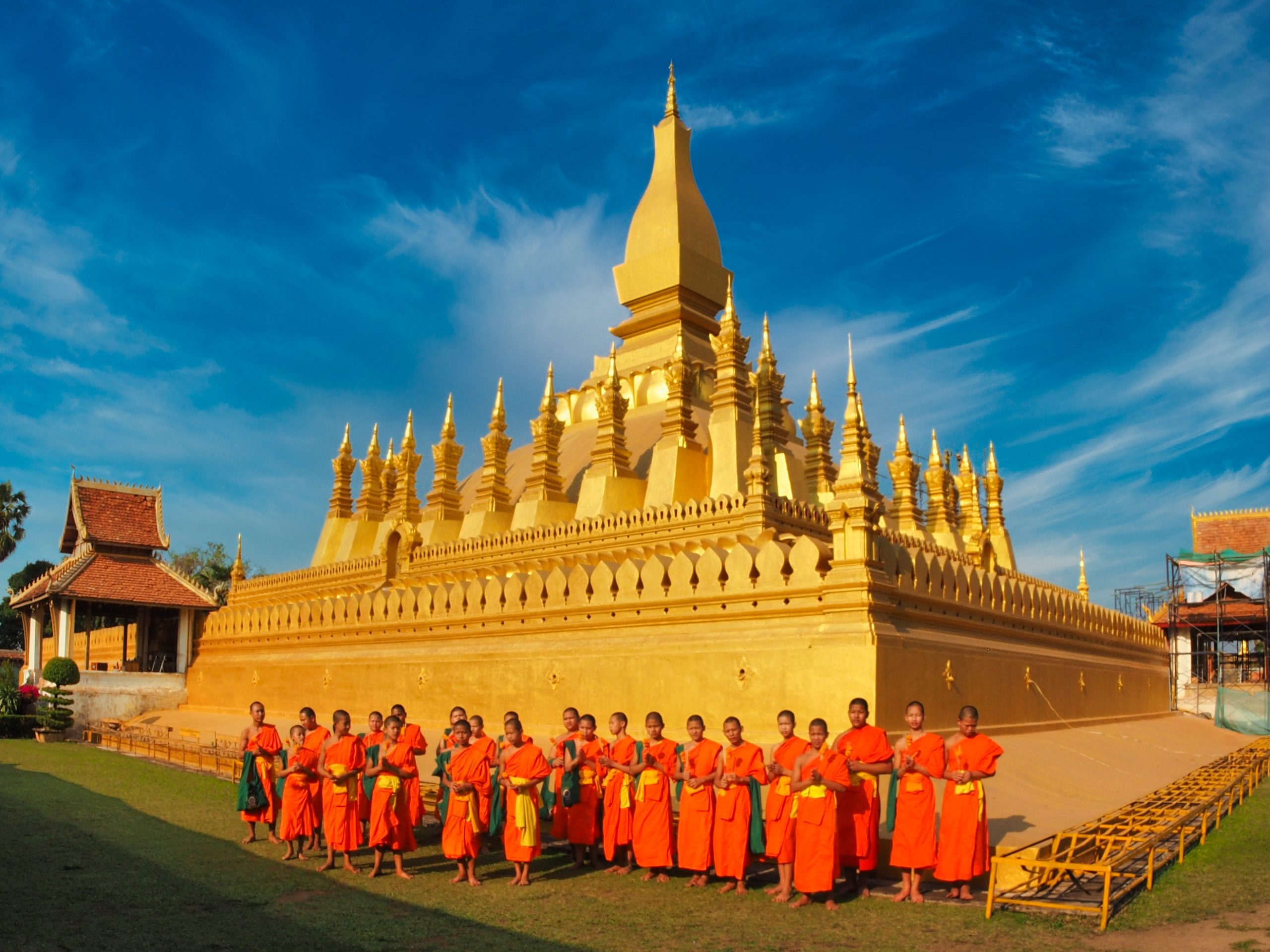 Exploring Pha That Luang during the 4 Days 3 Night Glimpse of Laos tour in Vientiane