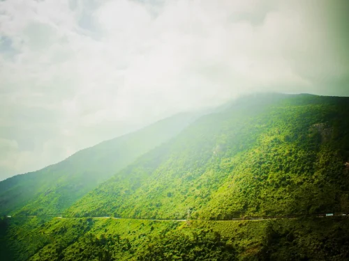 Scenic view of Hai Van Pass during the motorbike journey